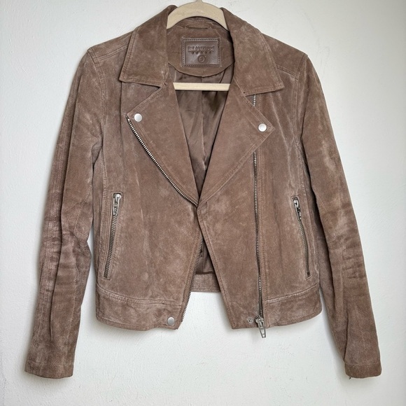 BLANK NYC Suede Moto Jacket Tan Taupe Light Brown Silver Hardware Small - Picture 5 of 16